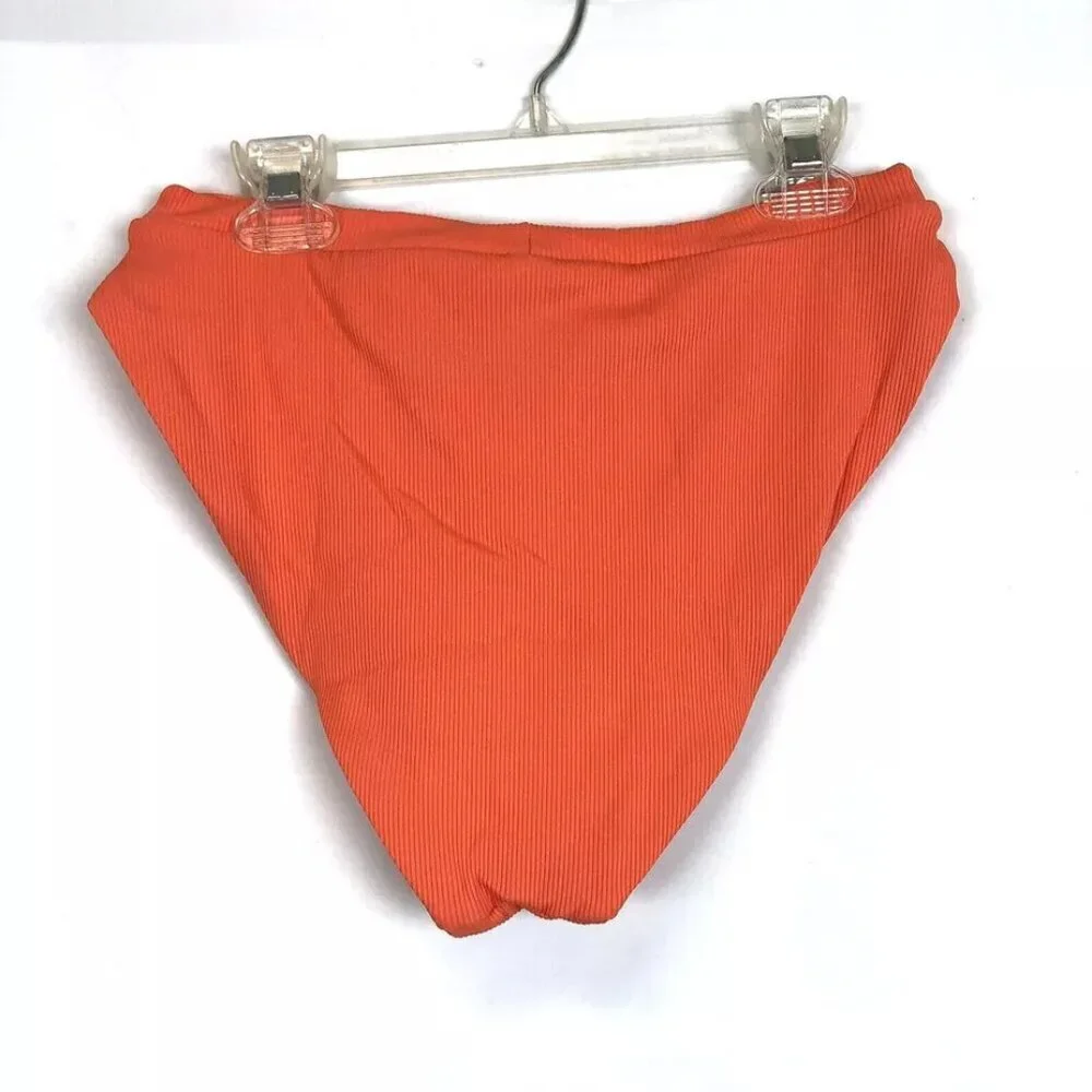 Rebecca Virtue, Becca, Women’s High Waist Bikini Bottom, Size Large, Coral